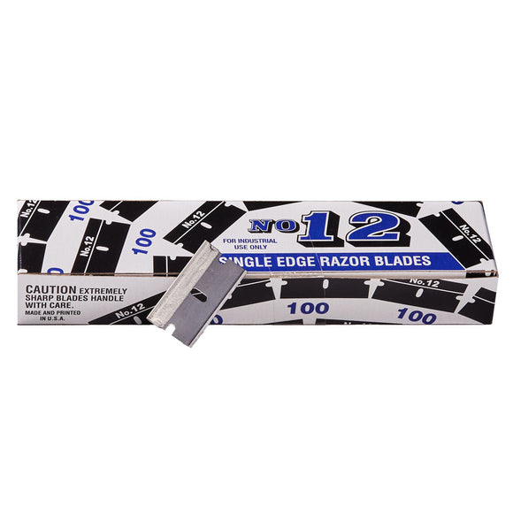 100 Very High Quality Single Edge Razor Blades No 12 Steel Extra Sharp Knife USA